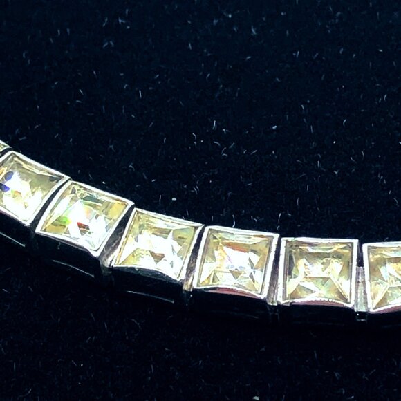 Dorsons 1950s Sterling Silver Princess Cut Clear Crystal Rhinestone Choke - Picture 2 of 13